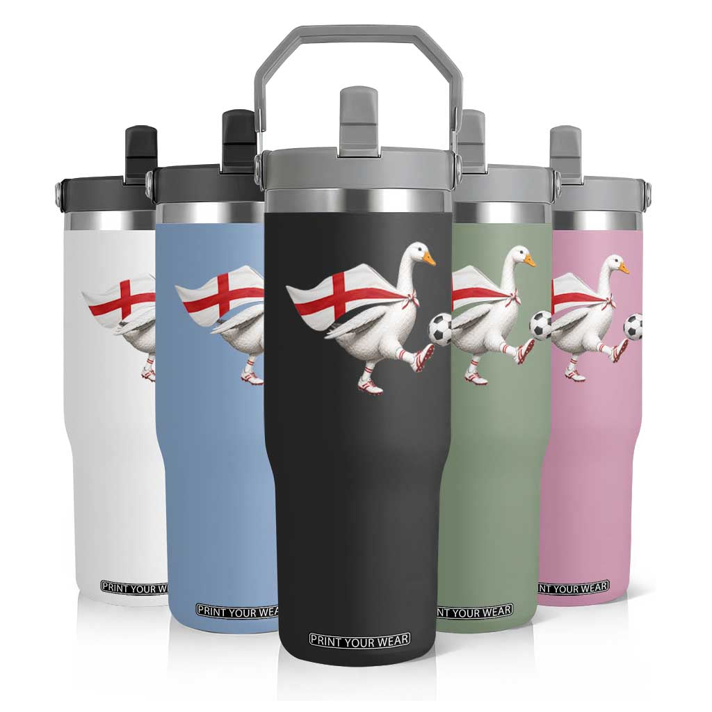 England Soccer Goose Flip Straw Tumbler Patriotic Football Fan Graphic England Flag TS10 Print Your Wear