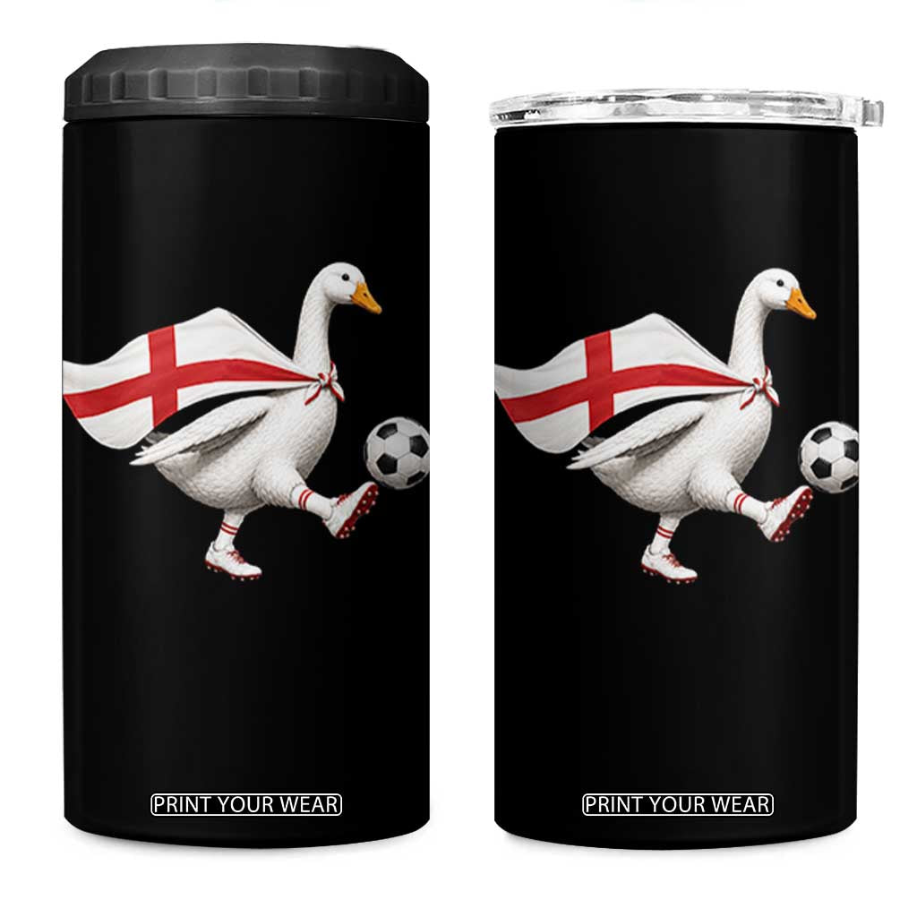 England Soccer Goose 4 in 1 Can Cooler Tumbler Patriotic Football Fan Graphic England Flag TS10 One Size: 16 oz Black Print Your Wear