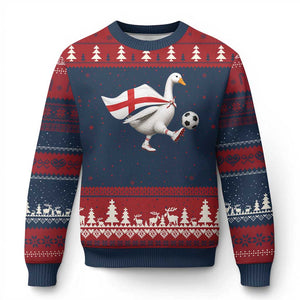 England Soccer Goose Ugly Christmas Sweater Patriotic Football Fan Graphic England Flag TS10 Navy Red Print Your Wear