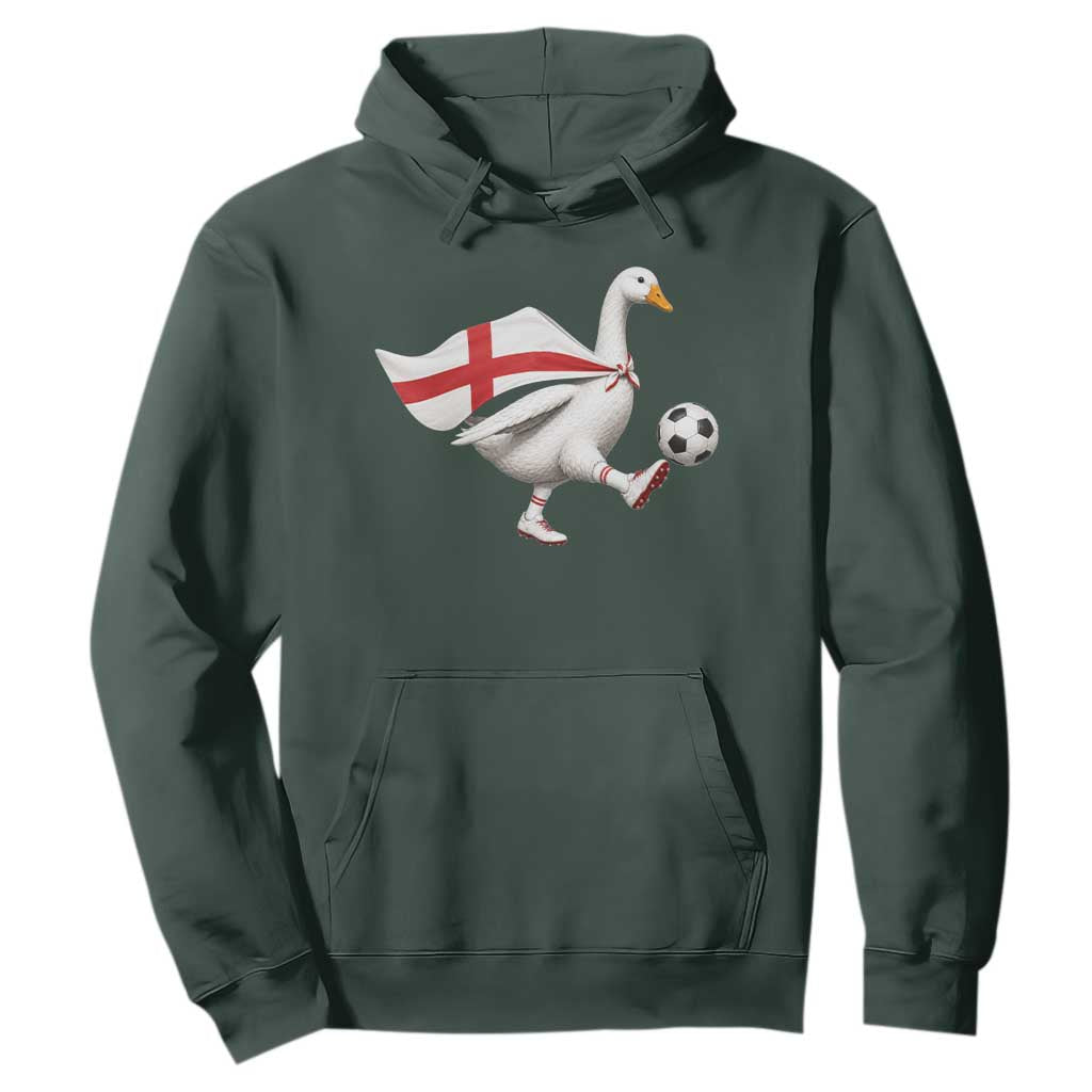 England Soccer Goose Hoodie Patriotic Football Fan Graphic England Flag TS10 Dark Forest Green Print Your Wear