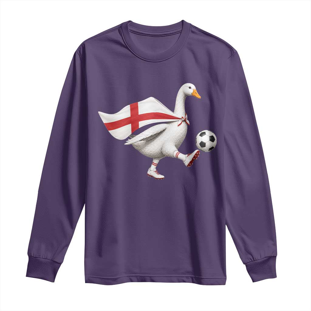 England Soccer Goose Long Sleeve Shirt Patriotic Football Fan Graphic England Flag TS10 S Purple Print Your Wear