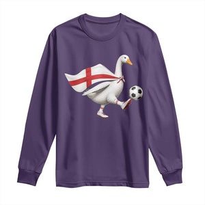 England Soccer Goose Long Sleeve Shirt Patriotic Football Fan Graphic England Flag TS10 S Purple Print Your Wear