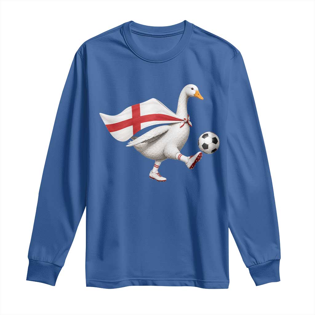 England Soccer Goose Long Sleeve Shirt Patriotic Football Fan Graphic England Flag TS10 Royal Blue Print Your Wear