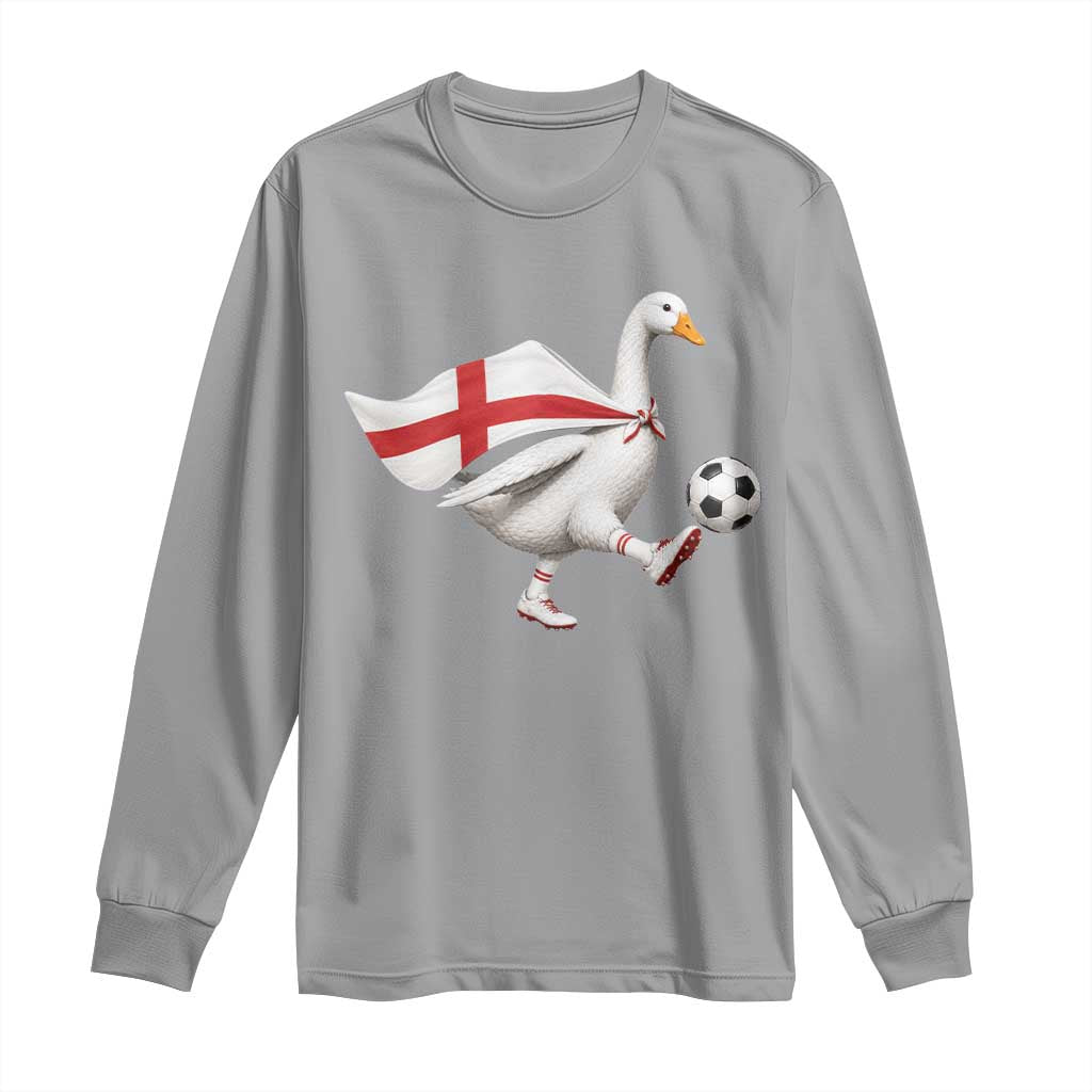England Soccer Goose Long Sleeve Shirt Patriotic Football Fan Graphic England Flag TS10 Sport Gray Print Your Wear