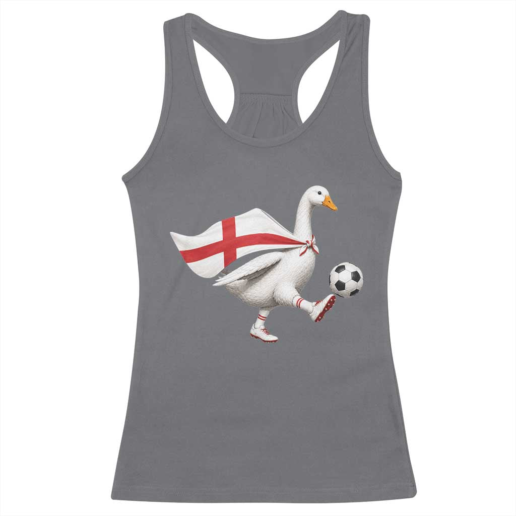 England Soccer Goose Racerback Tank Top Patriotic Football Fan Graphic England Flag TS10 Charcoal Print Your Wear