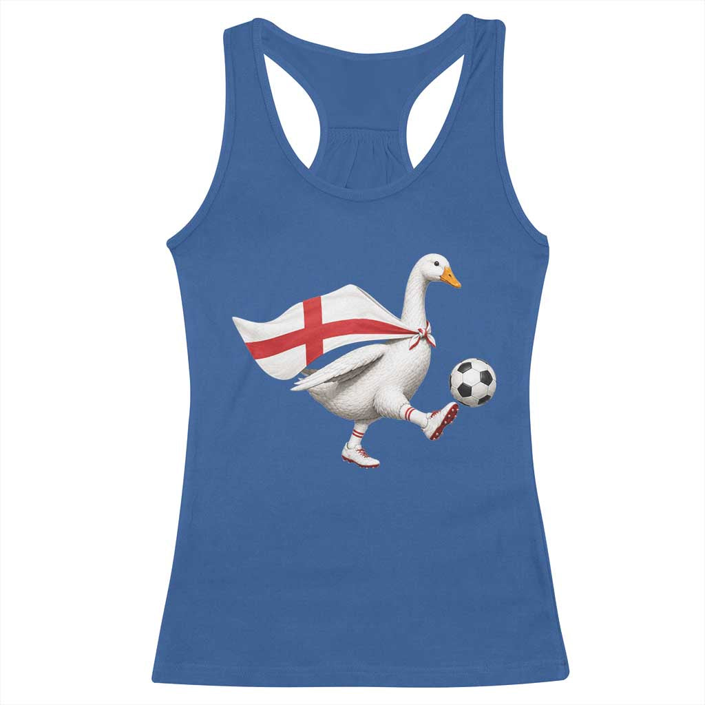 England Soccer Goose Racerback Tank Top Patriotic Football Fan Graphic England Flag TS10 Royal Blue Print Your Wear
