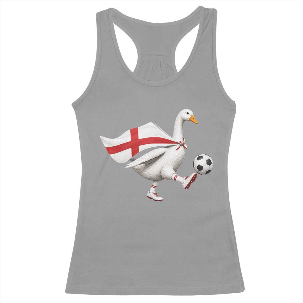 England Soccer Goose Racerback Tank Top Patriotic Football Fan Graphic England Flag TS10 Sport Gray Print Your Wear