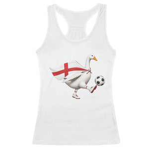 England Soccer Goose Racerback Tank Top Patriotic Football Fan Graphic England Flag TS10 White Print Your Wear