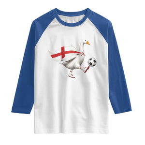 England Soccer Goose Raglan Shirt Patriotic Football Fan Graphic England Flag TS10 White Royal Print Your Wear