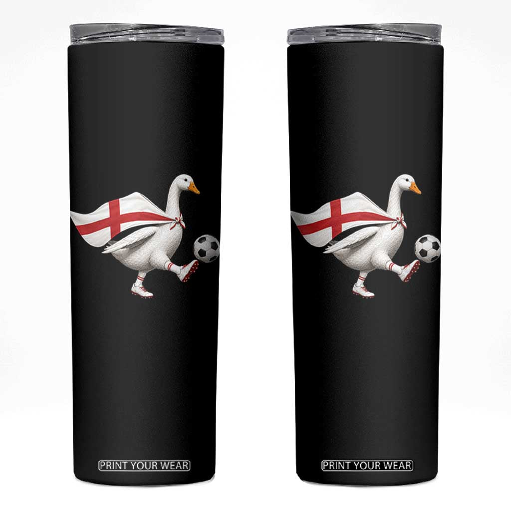 England Soccer Goose Skinny Tumbler Patriotic Football Fan Graphic England Flag TS10 Black Print Your Wear