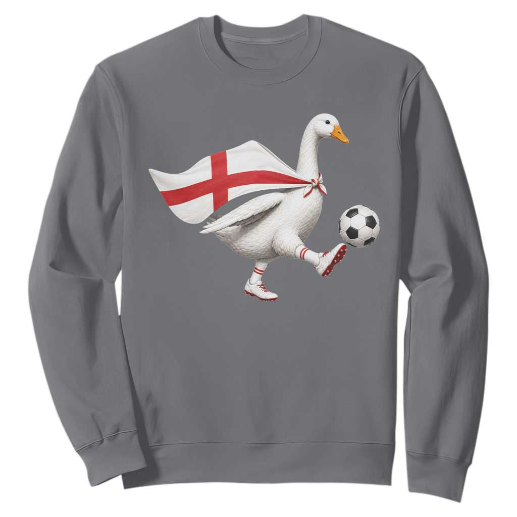 England Soccer Goose Sweatshirt Patriotic Football Fan Graphic England Flag TS10 Charcoal Print Your Wear
