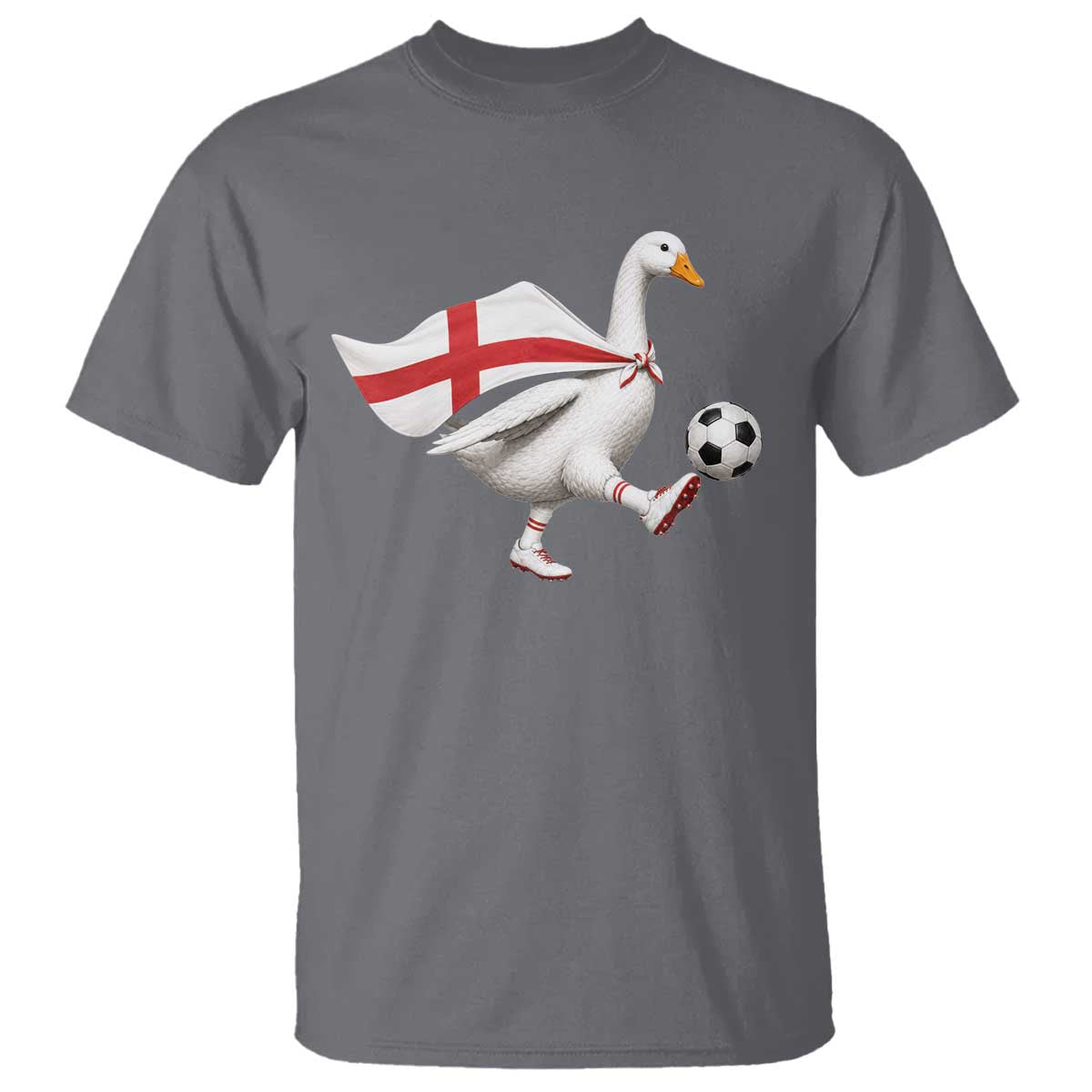England Soccer Goose T Shirt Patriotic Football Fan Graphic England Flag TS10 Charcoal Print Your Wear