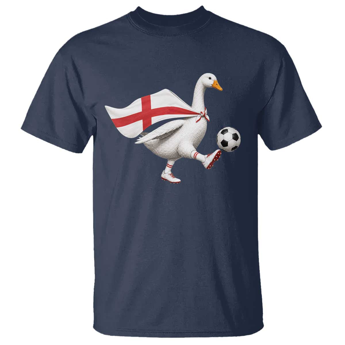 England Soccer Goose T Shirt Patriotic Football Fan Graphic England Flag TS10 Navy Print Your Wear