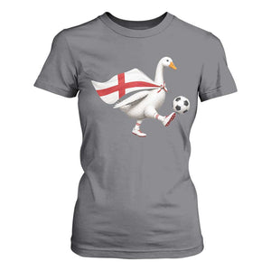 England Soccer Goose T Shirt For Women Patriotic Football Fan Graphic England Flag TS10 Charcoal Print Your Wear