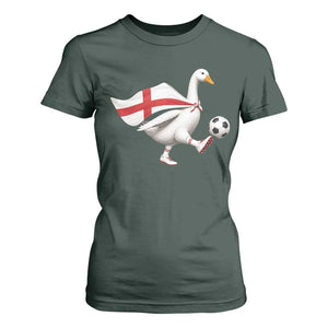 England Soccer Goose T Shirt For Women Patriotic Football Fan Graphic England Flag TS10 Dark Forest Green Print Your Wear