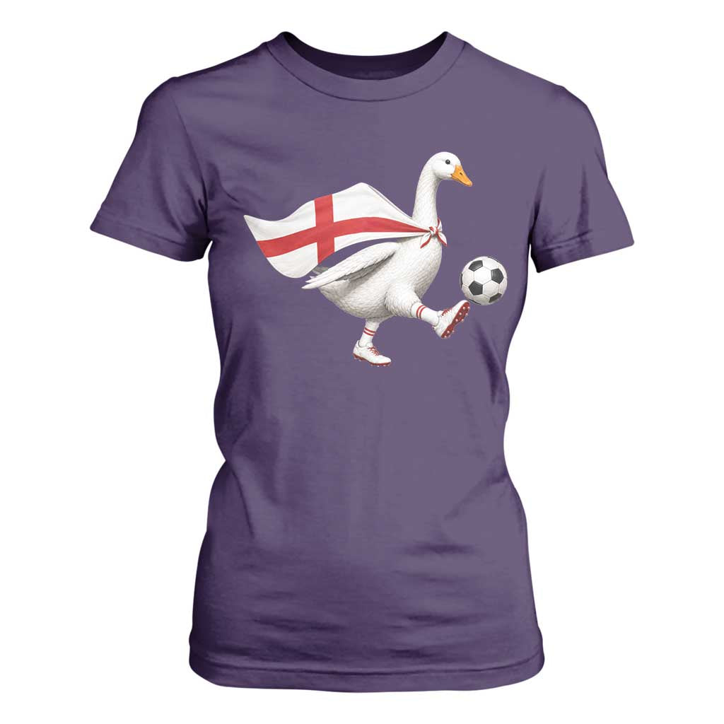 England Soccer Goose T Shirt For Women Patriotic Football Fan Graphic England Flag TS10 Purple Print Your Wear