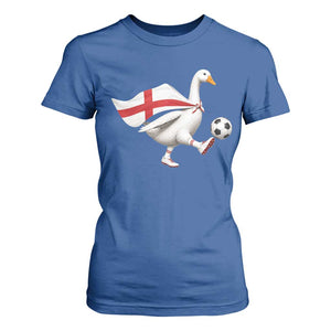 England Soccer Goose T Shirt For Women Patriotic Football Fan Graphic England Flag TS10 Royal Blue Print Your Wear