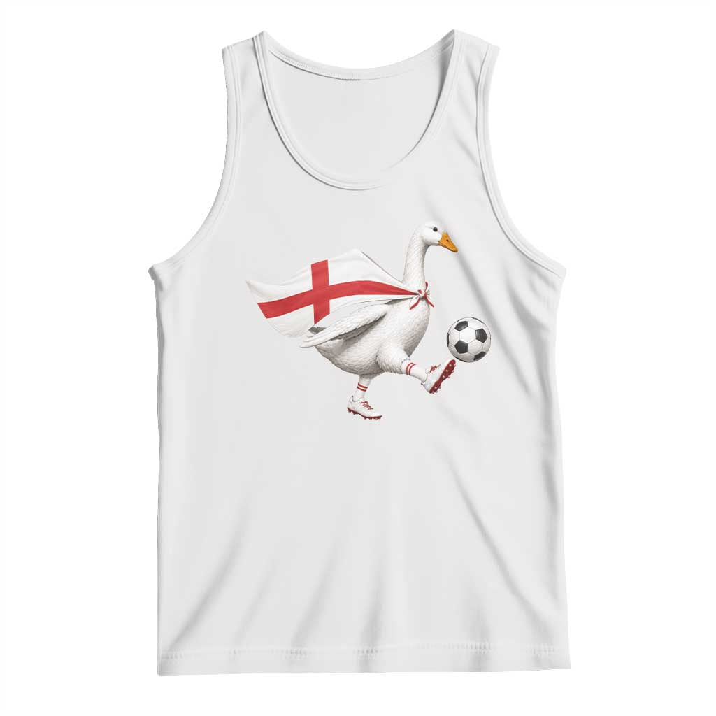 England Soccer Goose Tank Top Patriotic Football Fan Graphic England Flag TS10 White Print Your Wear