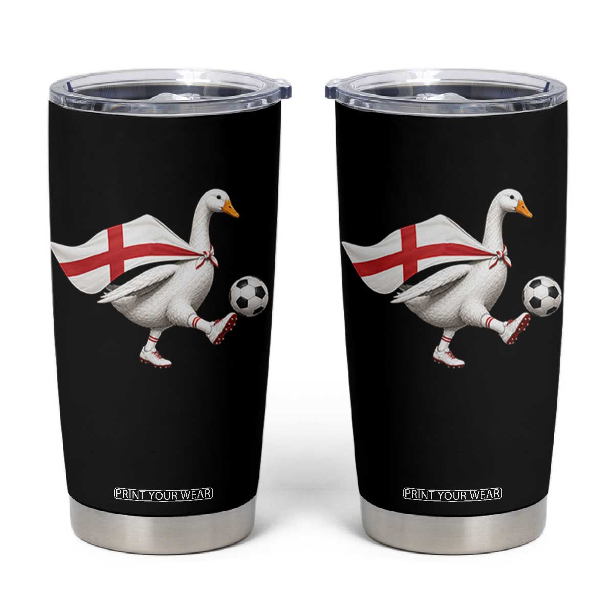 England Soccer Goose Tumbler Cup Patriotic Football Fan Graphic England Flag TS10 Black Print Your Wear