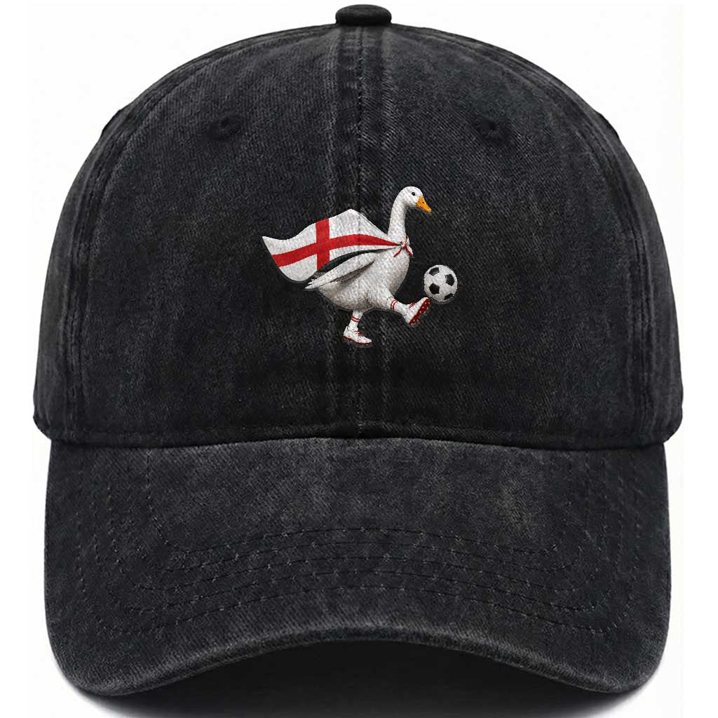 England Soccer Goose Washed Cotton Baseball Cap Patriotic Football Fan Graphic England Flag TS10 Print Your Wear