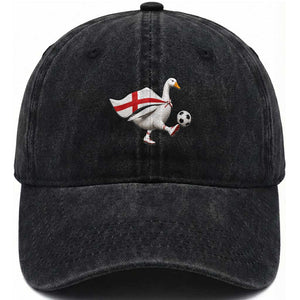 England Soccer Goose Washed Cotton Baseball Cap Patriotic Football Fan Graphic England Flag TS10 Print Your Wear