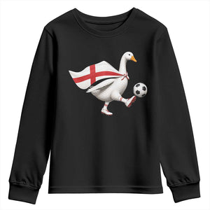 England Soccer Goose Youth Sweatshirt Patriotic Football Fan Graphic England Flag TS10 Black Print Your Wear
