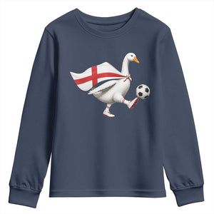 England Soccer Goose Youth Sweatshirt Patriotic Football Fan Graphic England Flag TS10 Navy Print Your Wear