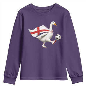 England Soccer Goose Youth Sweatshirt Patriotic Football Fan Graphic England Flag TS10 Purple Print Your Wear