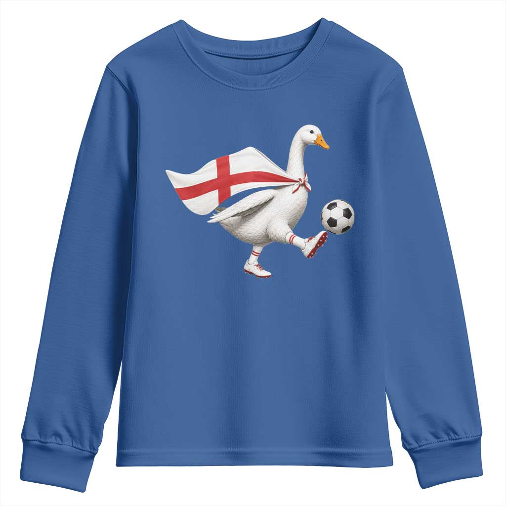 England Soccer Goose Youth Sweatshirt Patriotic Football Fan Graphic England Flag TS10 Royal Blue Print Your Wear