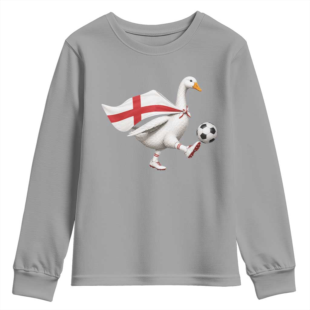 England Soccer Goose Youth Sweatshirt Patriotic Football Fan Graphic England Flag TS10 Sport Gray Print Your Wear