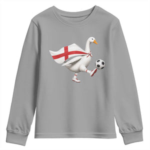England Soccer Goose Youth Sweatshirt Patriotic Football Fan Graphic England Flag TS10 Sport Gray Print Your Wear