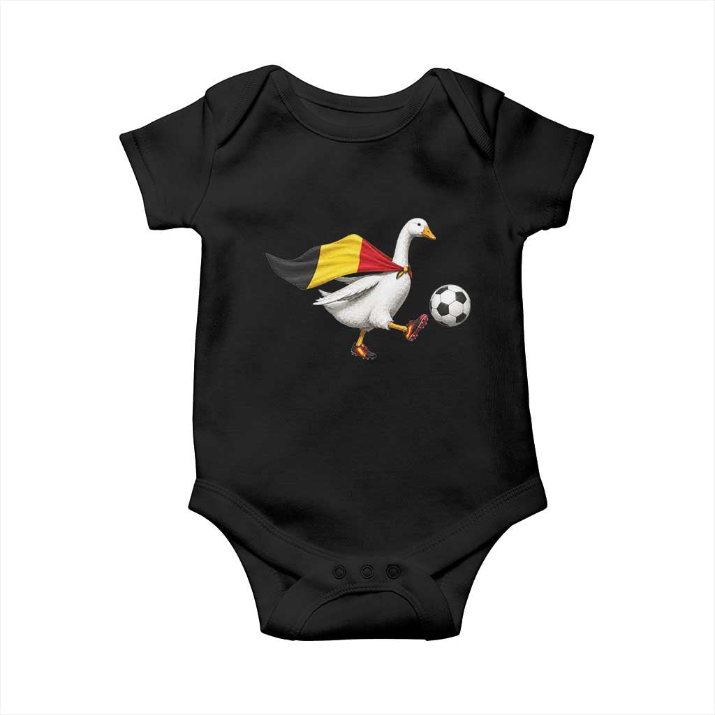 Belgium Soccer Goose Baby Onesie Belgian Flag Patriotic Football Fan Graphic TS10 Black Print Your Wear