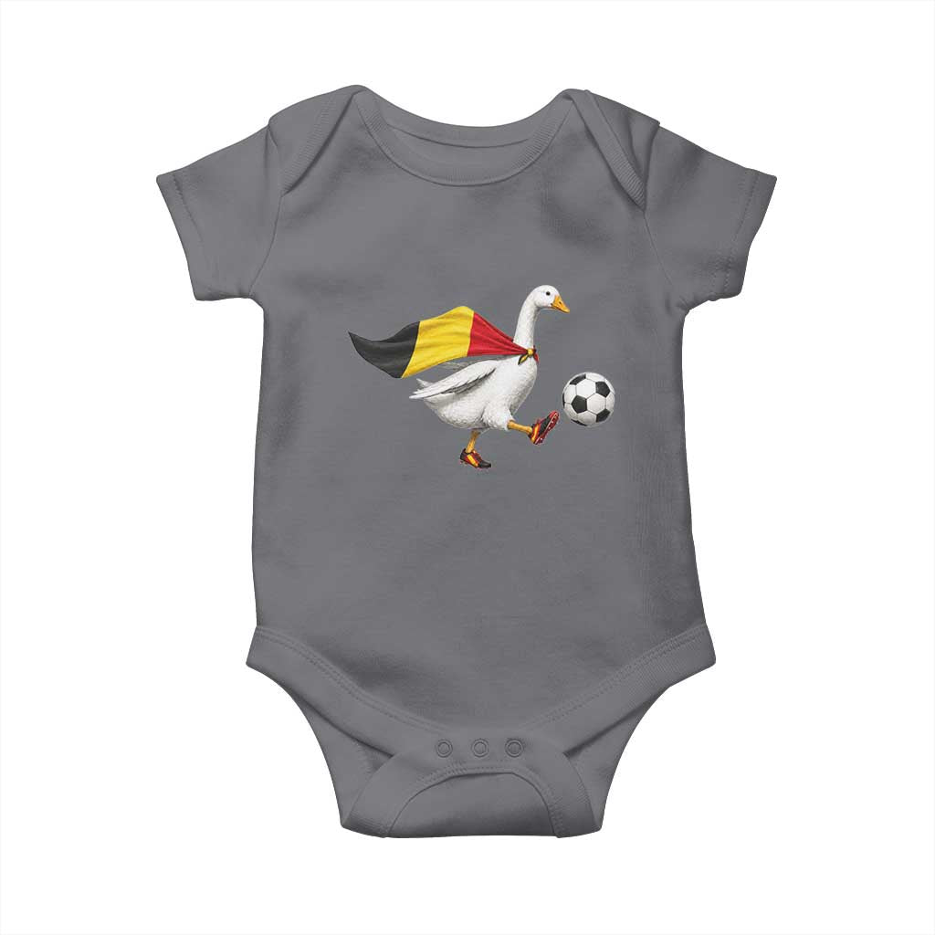 Belgium Soccer Goose Baby Onesie Belgian Flag Patriotic Football Fan Graphic TS10 Charcoal Print Your Wear
