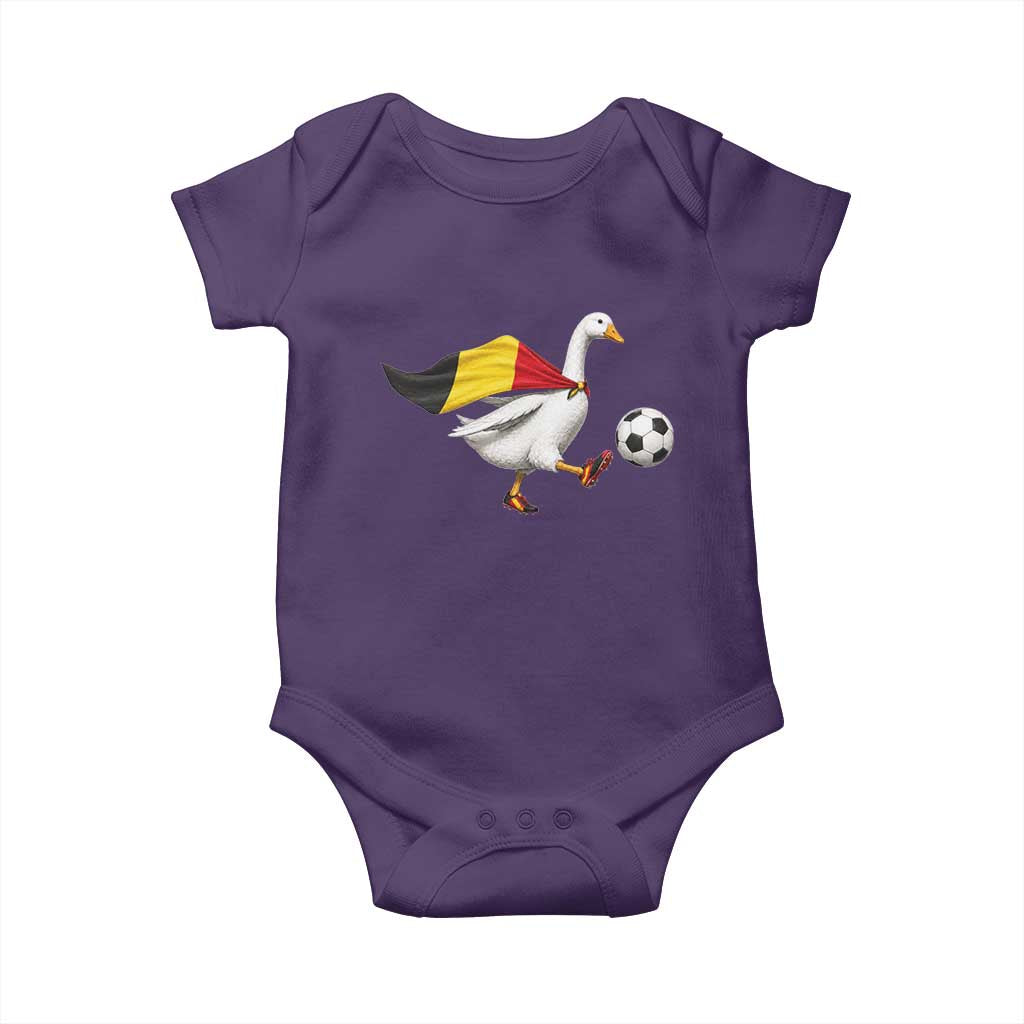 Belgium Soccer Goose Baby Onesie Belgian Flag Patriotic Football Fan Graphic TS10 Purple Print Your Wear