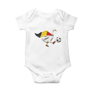 Belgium Soccer Goose Baby Onesie Belgian Flag Patriotic Football Fan Graphic TS10 White Print Your Wear
