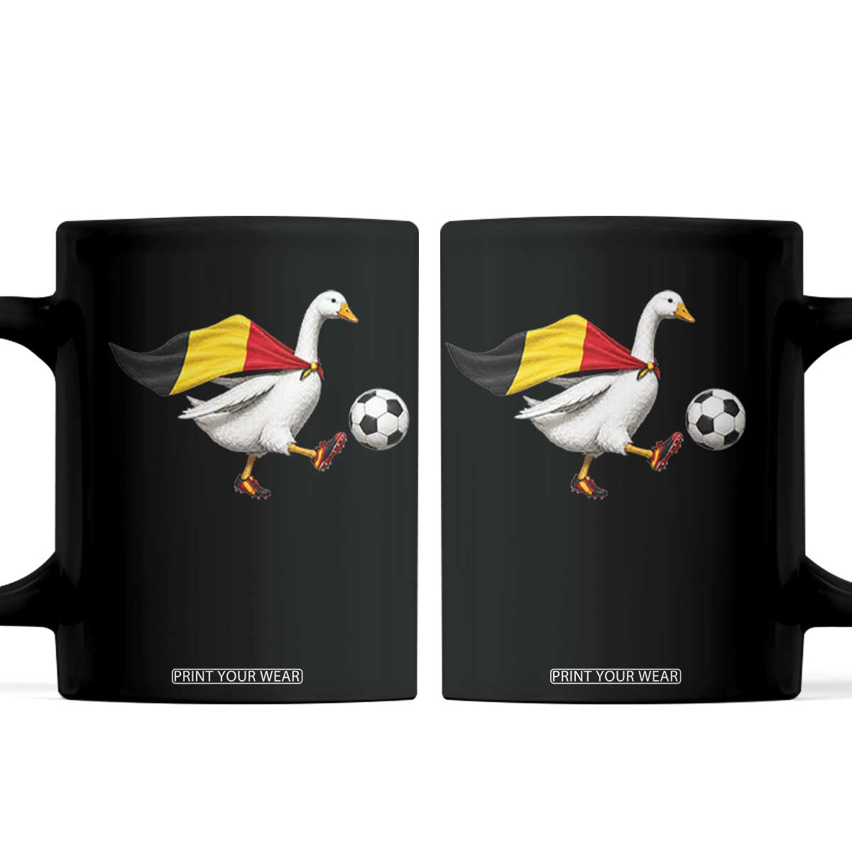 Belgium Soccer Goose Coffee Mug Belgian Flag Patriotic Football Fan Graphic TS10 Black Print Your Wear