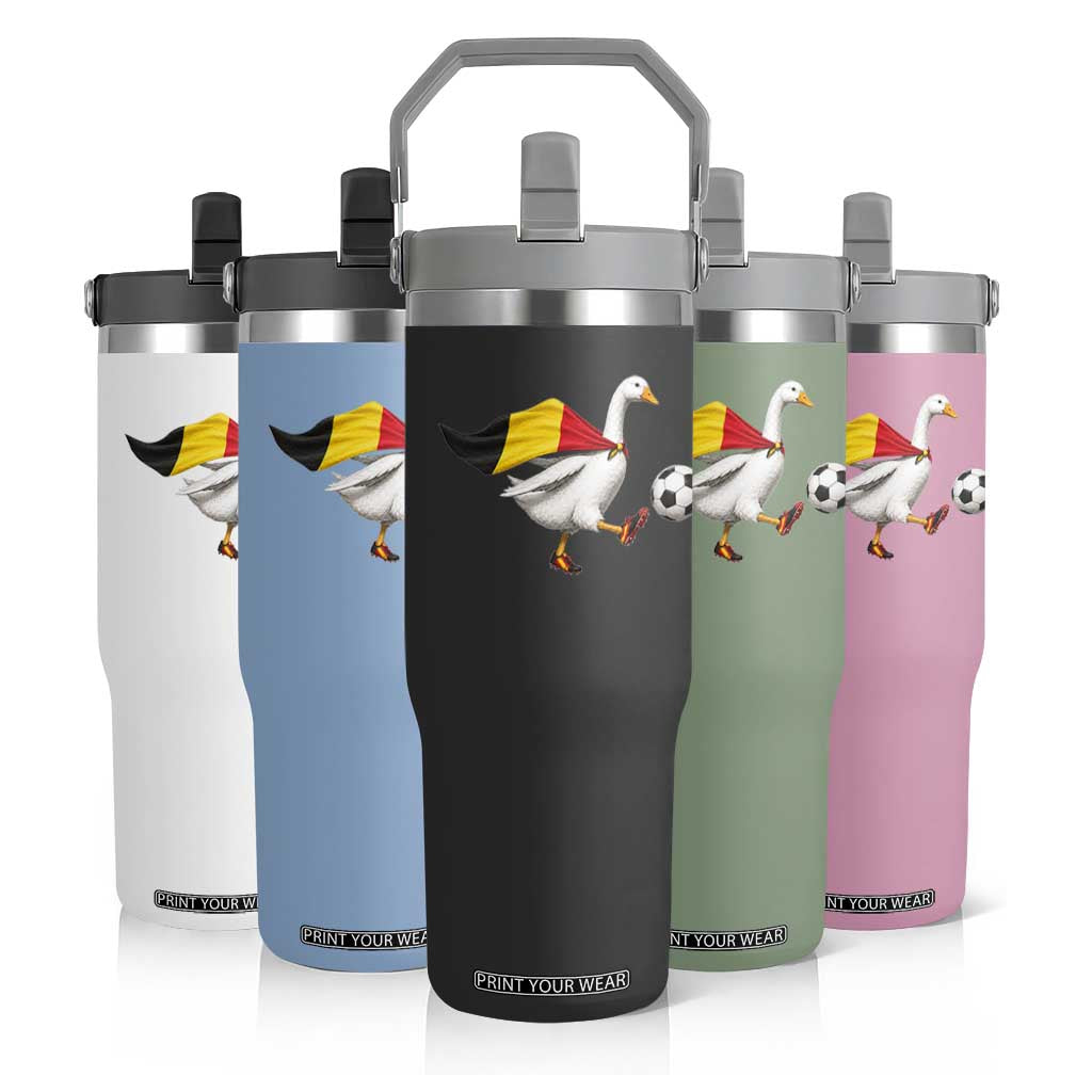Belgium Soccer Goose Flip Straw Tumbler Belgian Flag Patriotic Football Fan Graphic TS10 Print Your Wear