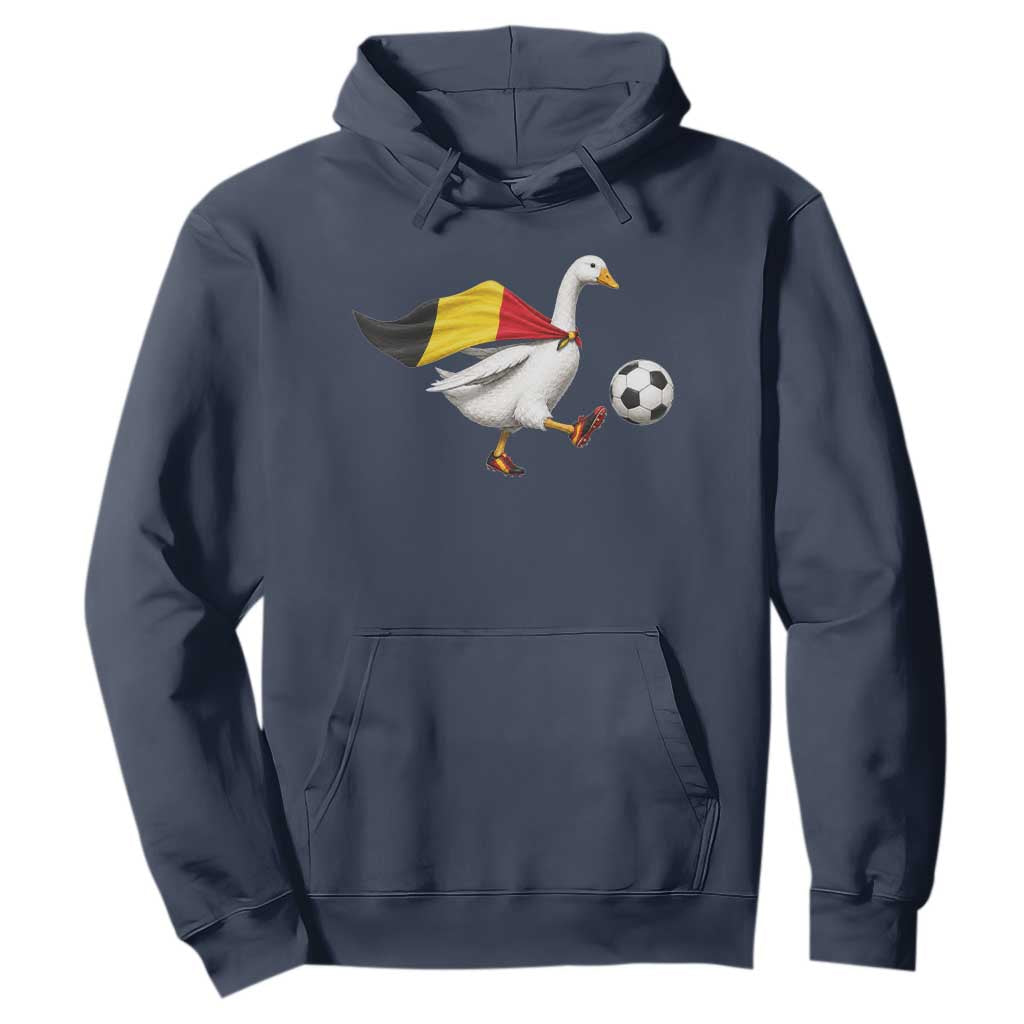 Belgium Soccer Goose Hoodie Belgian Flag Patriotic Football Fan Graphic TS10 Navy Print Your Wear
