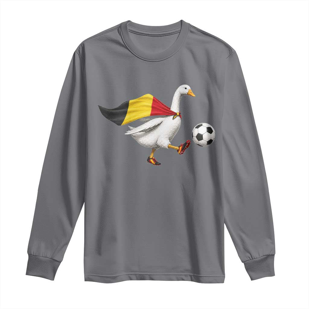 Belgium Soccer Goose Long Sleeve Shirt Belgian Flag Patriotic Football Fan Graphic TS10 Charcoal Print Your Wear