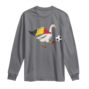 Belgium Soccer Goose Long Sleeve Shirt Belgian Flag Patriotic Football Fan Graphic TS10 Charcoal Print Your Wear