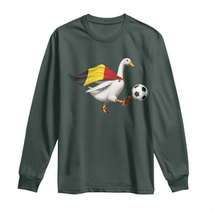 Belgium Soccer Goose Long Sleeve Shirt Belgian Flag Patriotic Football Fan Graphic TS10 Dark Forest Green Print Your Wear