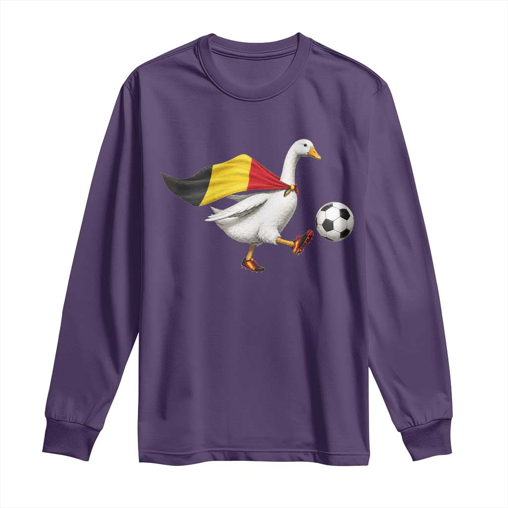 Belgium Soccer Goose Long Sleeve Shirt Belgian Flag Patriotic Football Fan Graphic TS10 S Purple Print Your Wear