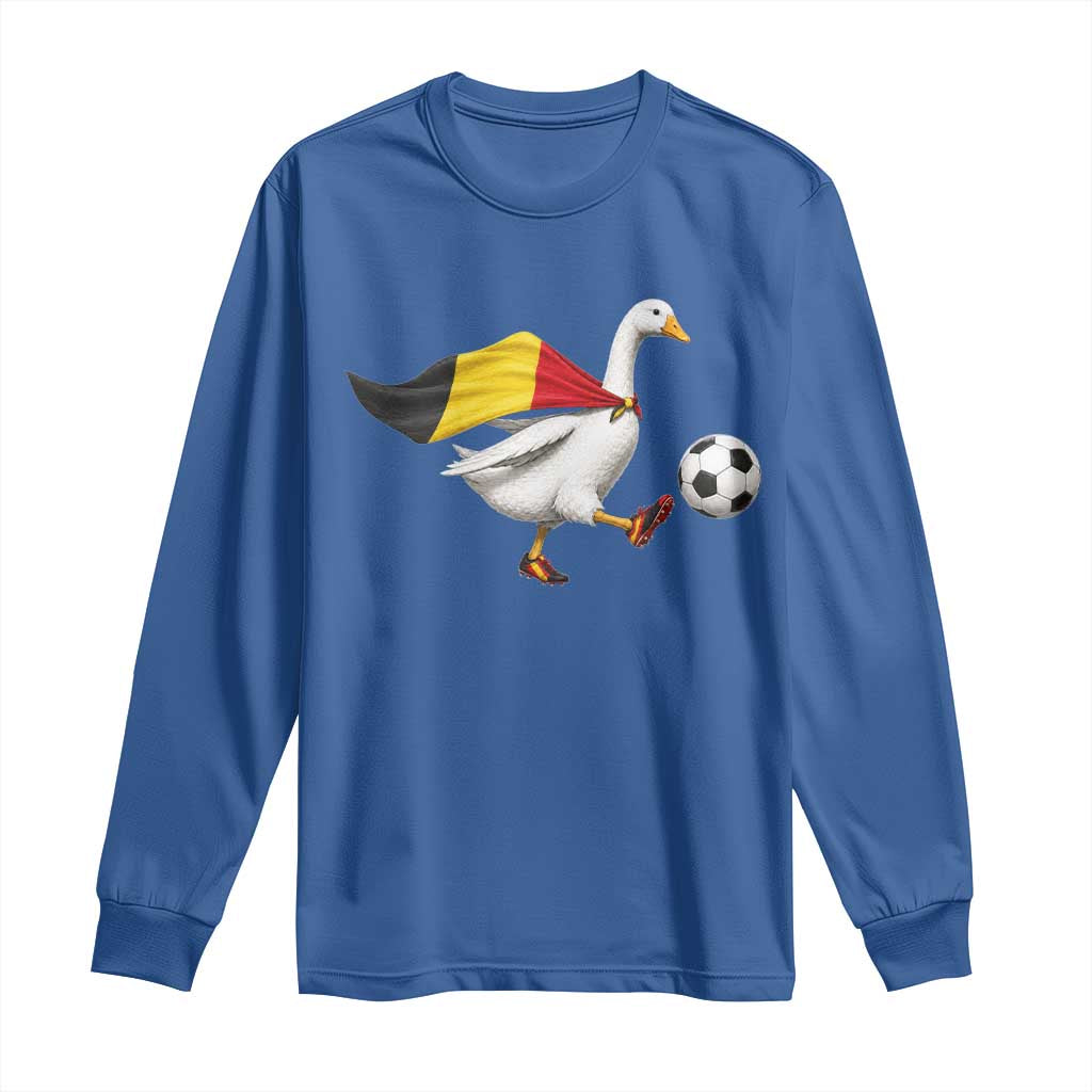 Belgium Soccer Goose Long Sleeve Shirt Belgian Flag Patriotic Football Fan Graphic TS10 Royal Blue Print Your Wear
