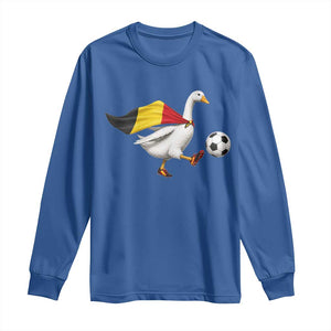 Belgium Soccer Goose Long Sleeve Shirt Belgian Flag Patriotic Football Fan Graphic TS10 Royal Blue Print Your Wear