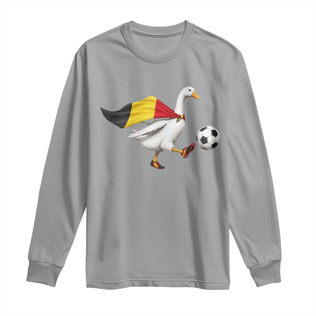 Belgium Soccer Goose Long Sleeve Shirt Belgian Flag Patriotic Football Fan Graphic TS10 Sport Gray Print Your Wear