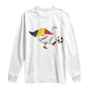 Belgium Soccer Goose Long Sleeve Shirt Belgian Flag Patriotic Football Fan Graphic TS10 White Print Your Wear