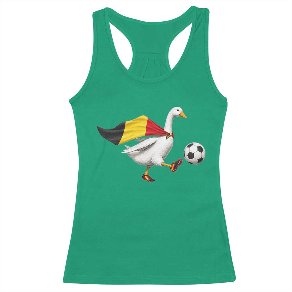 Belgium Soccer Goose Racerback Tank Top Belgian Flag Patriotic Football Fan Graphic TS10 Irish Green Print Your Wear
