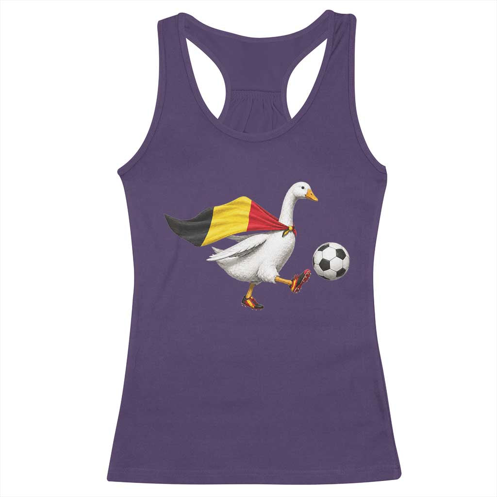 Belgium Soccer Goose Racerback Tank Top Belgian Flag Patriotic Football Fan Graphic TS10 Purple Print Your Wear