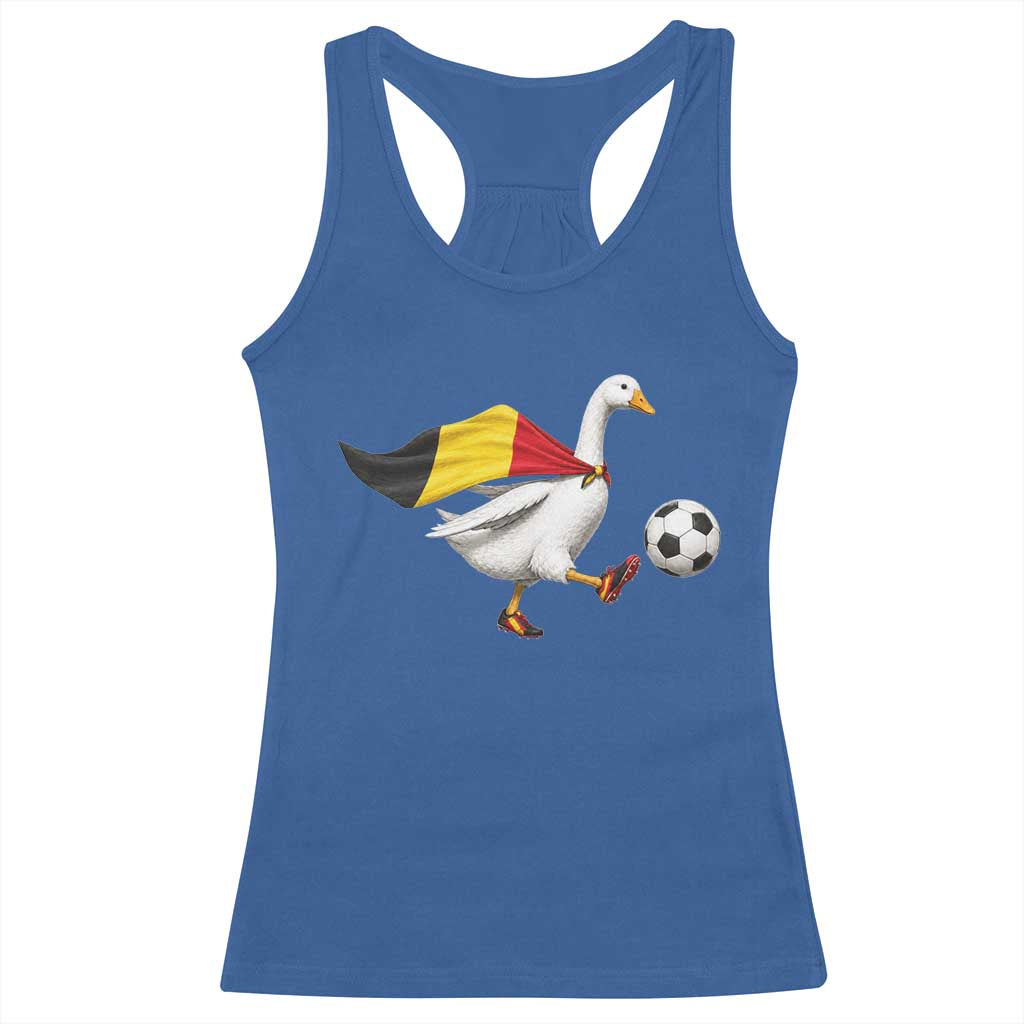 Belgium Soccer Goose Racerback Tank Top Belgian Flag Patriotic Football Fan Graphic TS10 Royal Blue Print Your Wear