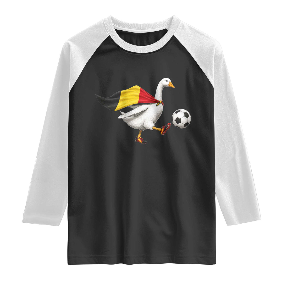 Belgium Soccer Goose Raglan Shirt Belgian Flag Patriotic Football Fan Graphic TS10 Black White Print Your Wear